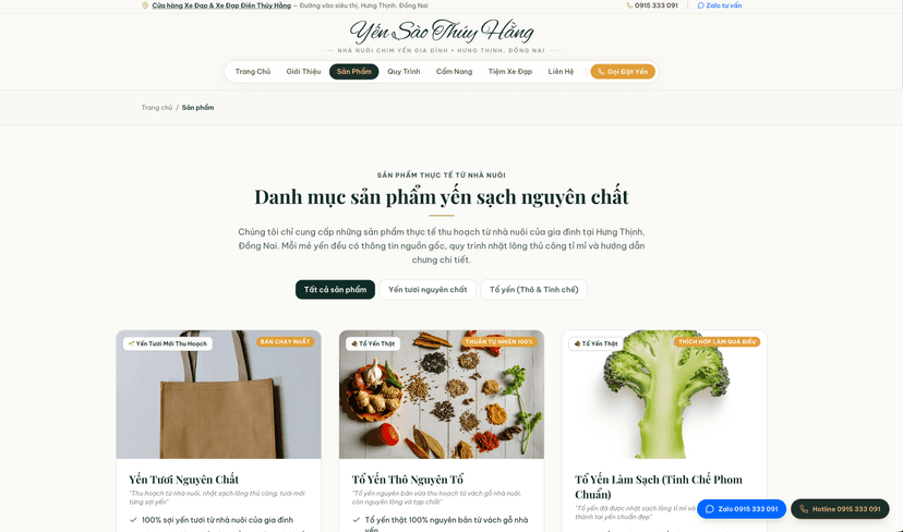 Yến Sào Thuý Hằng — Luxury Brand Website Designed by Kevin Duong